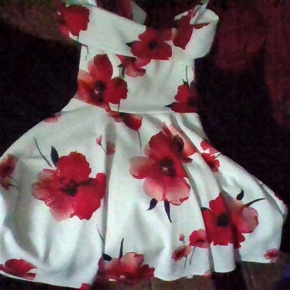 red and white flower dress. size 7/8